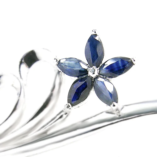 Натуральный сапфир цветок брошь на шпильке Бесплатная доставка 925 серебро 0.35CT * 5