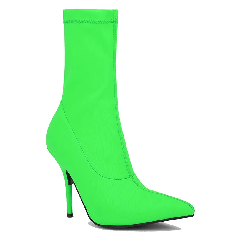 fashion new stiletto pointed elastic booties sexy Lycra catwalk women's boots large size 34-49 yards