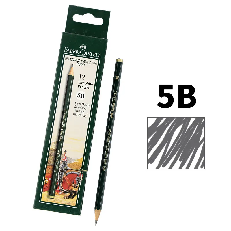 12 pieces 5B 16 шт., художественные Графитовые карандаши Faber Castell 9000# для письма, затенения, эскиза, черный грифель, угольные карандаши, набор для рисования - Цвет: 12 pieces 5B