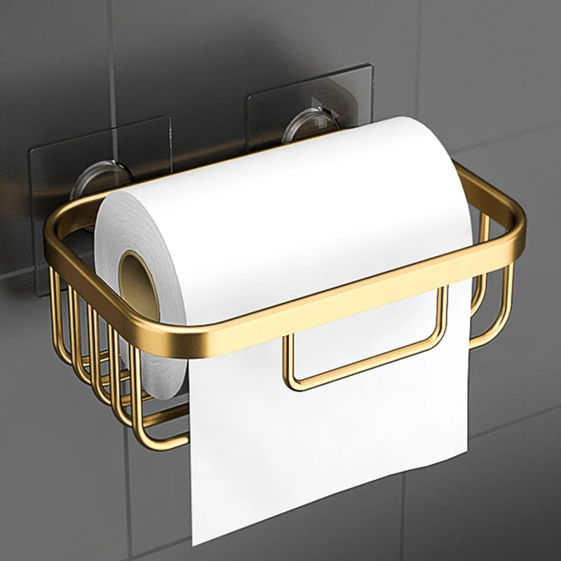 UNTIOR Stainless Steel Toilet Paper Basket Holder Wall-mounted Bathroom Kitchen Paper Tissue Box Toilet Paper Holder with Shelf - Цвет: C
