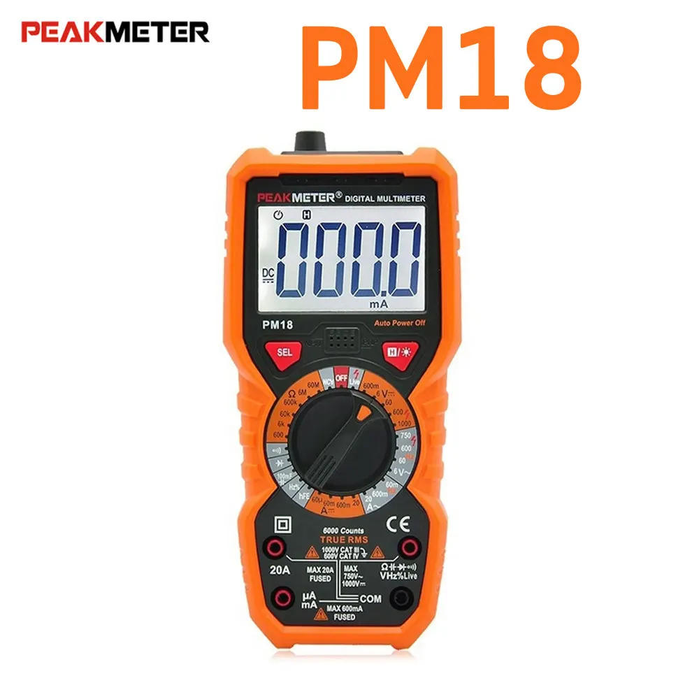 PEAKMETER Цифровой мультиметр PM890C/PM890D/PM18/PM18C True RMS AC/DC Измеритель сопротивления напряжения частота NCV тестер - Цвет: PM18