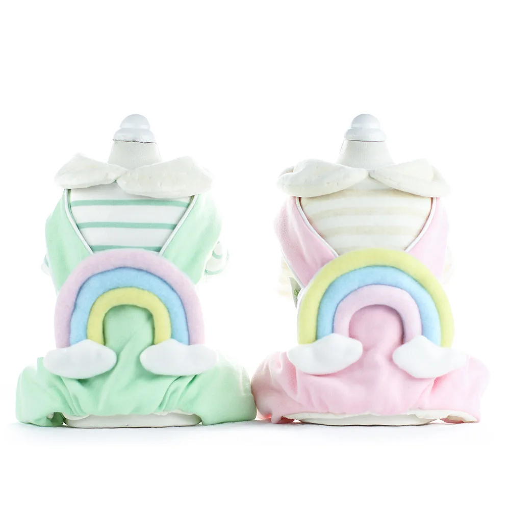 Осенне зимние радужные пальто для щенков и кошек куртка теплые флисовые костюмы