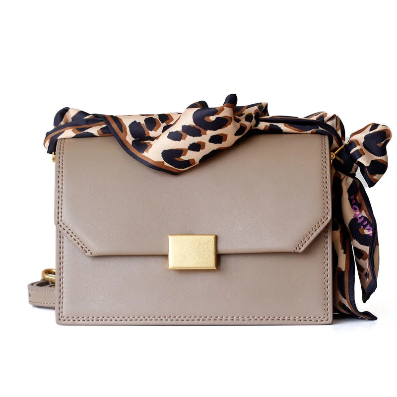 Khaki Женская сумка через плечо из натуральной кожи со свободными лентами, сумка-мессенджер, роскошные брендовые дизайнерские сумки через плечо - Цвет: Khaki