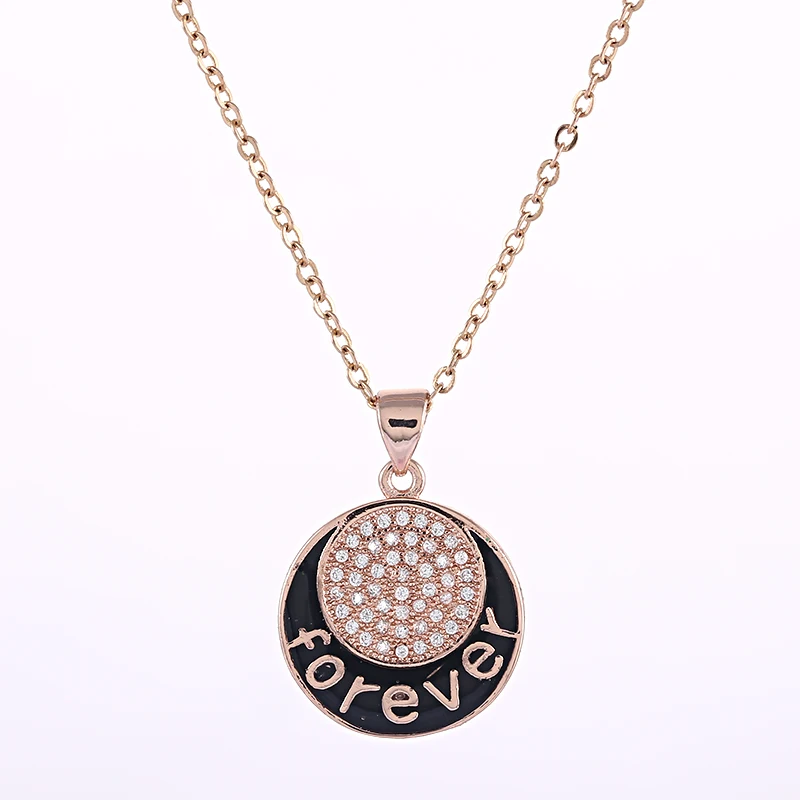 Модная круглая подвеска в форме капли микро ПАВЕ циркониевая эмаль надпись Forever