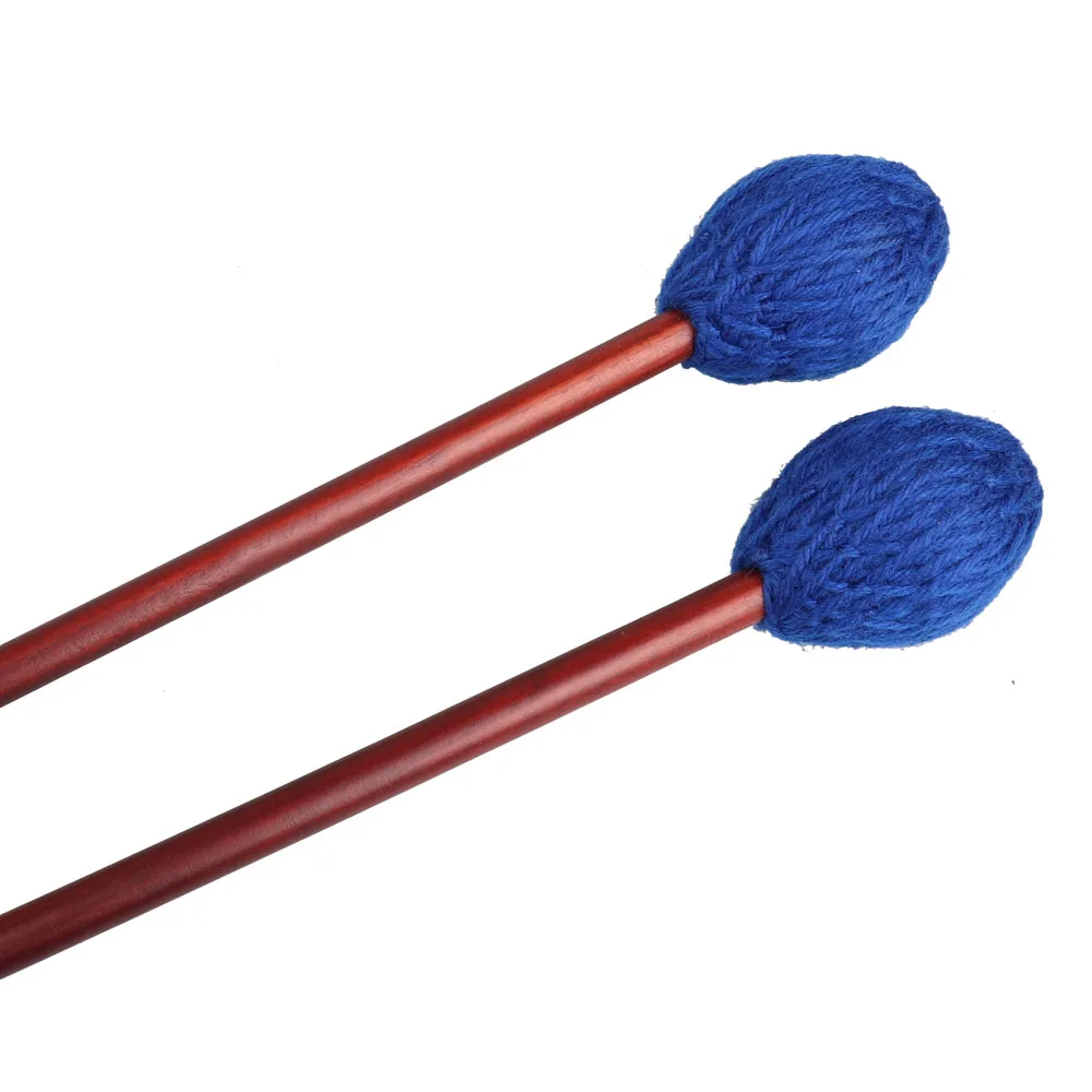 Blue Высококачественная пряжа средней жесткости Marimba Mallets синяя красная нейлоновая пряжа головка для Marimbas Vibes Vibraphone Percussion аксессуары - Цвет: Blue