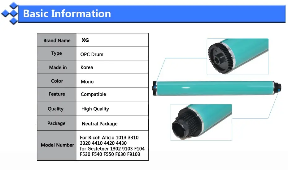 1X корейский совместимый OPC сменный барабан для Ricoh Aficio 1013 3310 3320 4410 Gestetner 1302 9103 F104 F530