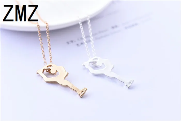 

ZMZ 10pcs/lot 2018 Europe/US hot selling figure skater necklace pendant ice skating woman silhouette outdoor sports jewelry