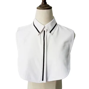Vintage White Fake Collar Women Detachable Collars Stripe False Collar Shirt Tie Plaid Female Removable Dickie Shirt Women