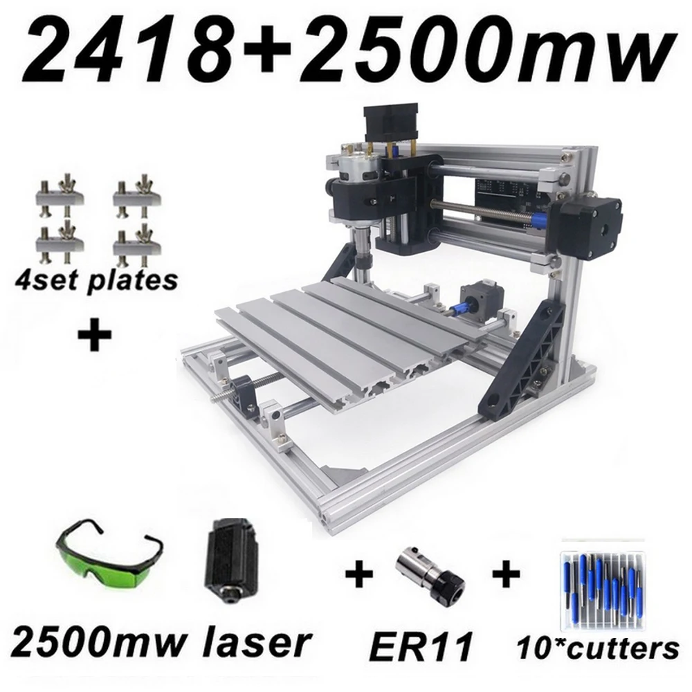 Фрезерный станок с ЧПУ 2418 лазерный гравировальный 2500 мвт ER11 фрезерный для ПХД ПВХ