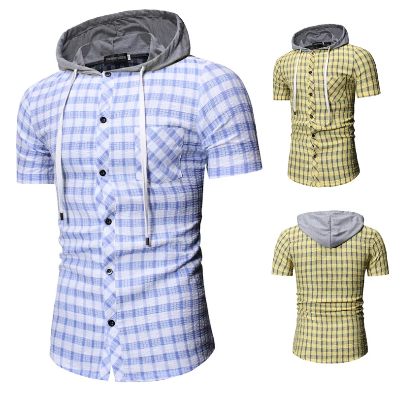 Новая мужская брендовая летняя дышащая сетчатая рубашка с короткими рукавами в