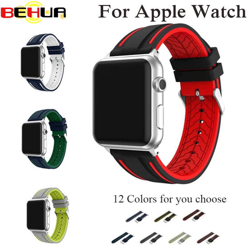 Разноцветный спортивный ремешок в полоску для Apple Watch 38 мм 42 мягкий часов iwatch Series