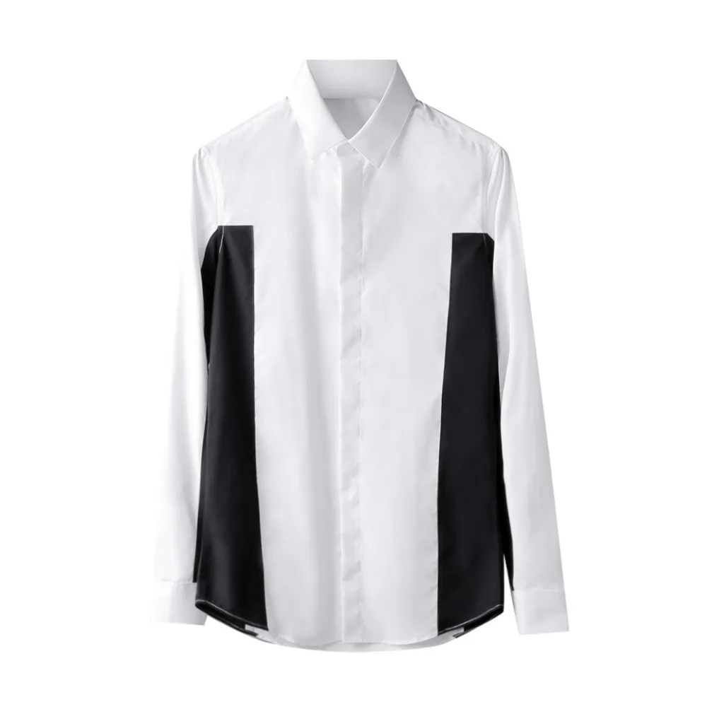 S-5XL ! 2019 Men's clothing Male shirt Splicing Business long-sleeve shirt new arrival plus size Stage Singer costumes