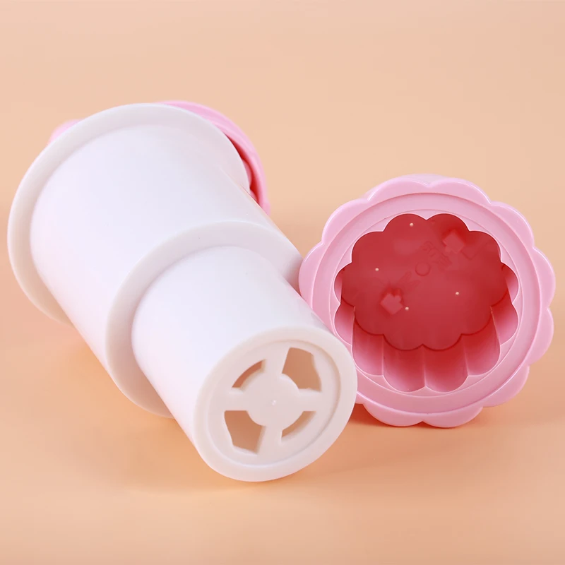 pink 3D Лунная форма для торта, Пластиковая форма для цветка, сердца, медведя, ручная форма для торта, форма для помады для бисквита, кухонные аксессуары - Цвет: pink