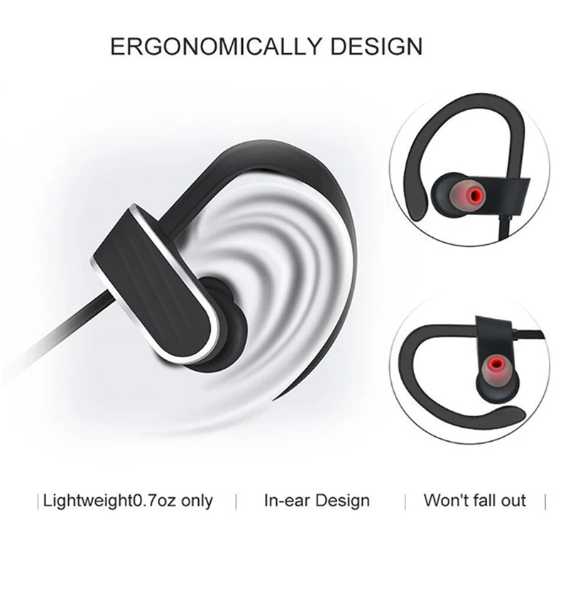 Noise cancelling Sports Bluetooth Headset Wireless Earphone Microphone Handsfree Voice Control Music Earbuds | Электроника