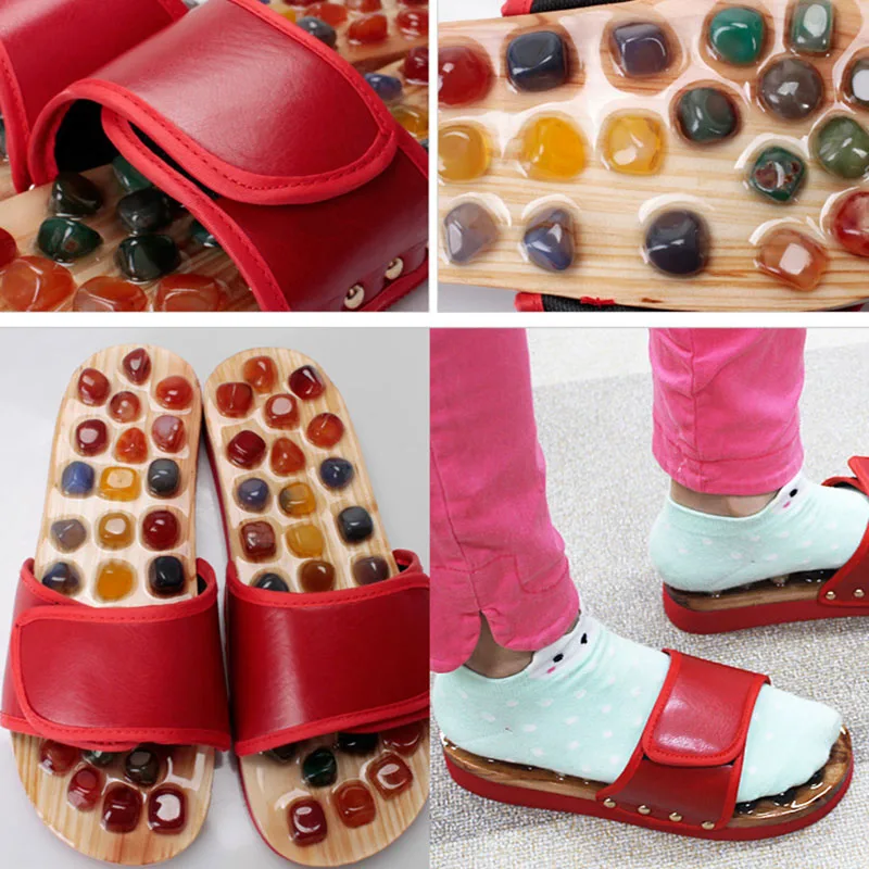 Массажные шлепанцы с натуральным агатом для мужчин и женщин домашние сандалии