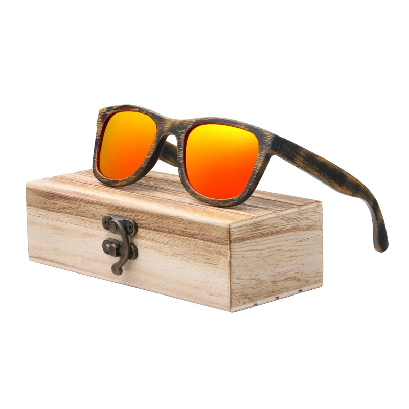 red lens with case BerWer бамбуковые поляризационные солнцезащитные очки мужские поляризованные солнцезащитные очки в деревянной оправе женские брендовые оригинальные деревянные очки Oculos de sol - Цвет линз: red lens with case