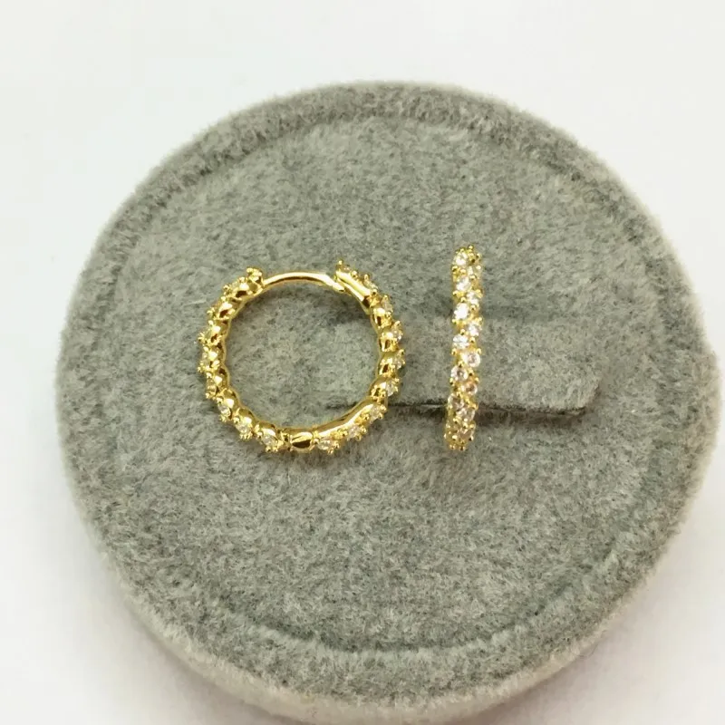 SLJELY серьги-кольца Soleil Smaill, настоящее 925 пробы, цвет серебристый, желтый, золотистый, 5А, кубический цирконий, камни для женщин, хорошее ювелирное изделие