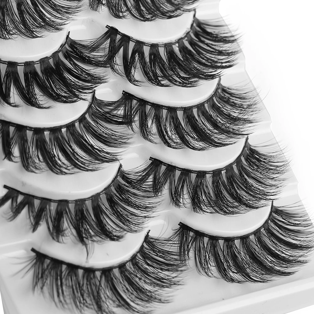 5 Pairs/Pack 3D Mink Hair False Eyelash Thick Cross Wispy Charming Eyelashes Handmade Long Fluffy Eye Makeup Lashes | Красота и