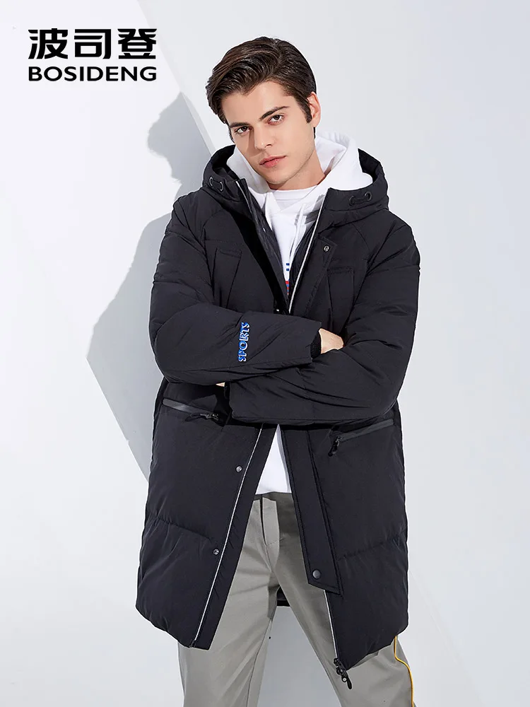 BOSIDENG зимний пуховик для мужчин с капюшоном длинная пуховая парка