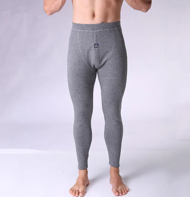 Термобелье Мужская длинная термоштаны хлопок зимняя шерсть бархатное кэшмирное дно флисовые теплые мужские брюки.