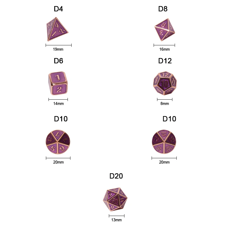 d&ampd rpg metal dice set polyhedral solid dungeons and dragons dnd digital purple dices table games Zinc alloy pattern d20 10 8 12 | Спорт и