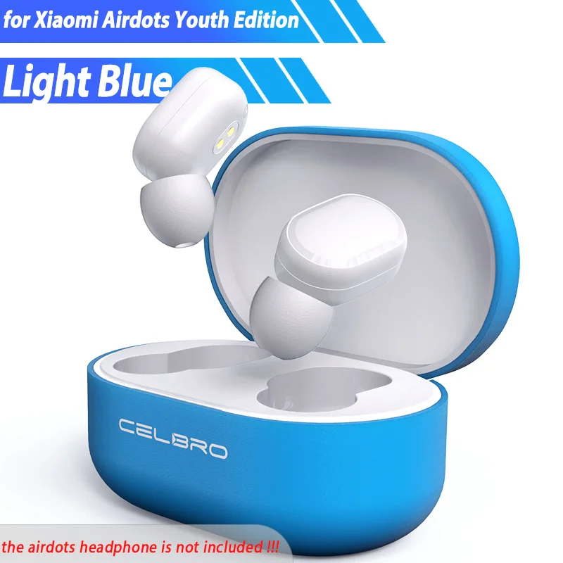Silicone Case Protective Cover for Xiaomi Airdots Redmi Air Dots Pouch Accessories Youth Edition Silicon Wireless Headphone Case - Цвет: LightBlue for Xiaomi