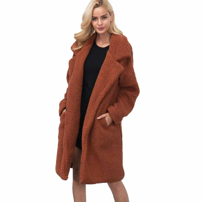 

Fashion Autumn Winter Plus size Faux fur coat Women Thicken Warm Parkas Female Long Jackets Long sleeve Faux fur Outerwear G251