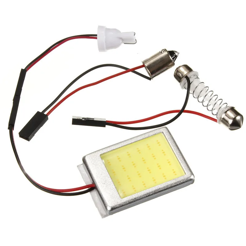 Светодиодная панель для салона автомобиля белая 24 SMD T 10 COB чип 28-40 мм фестон купол +