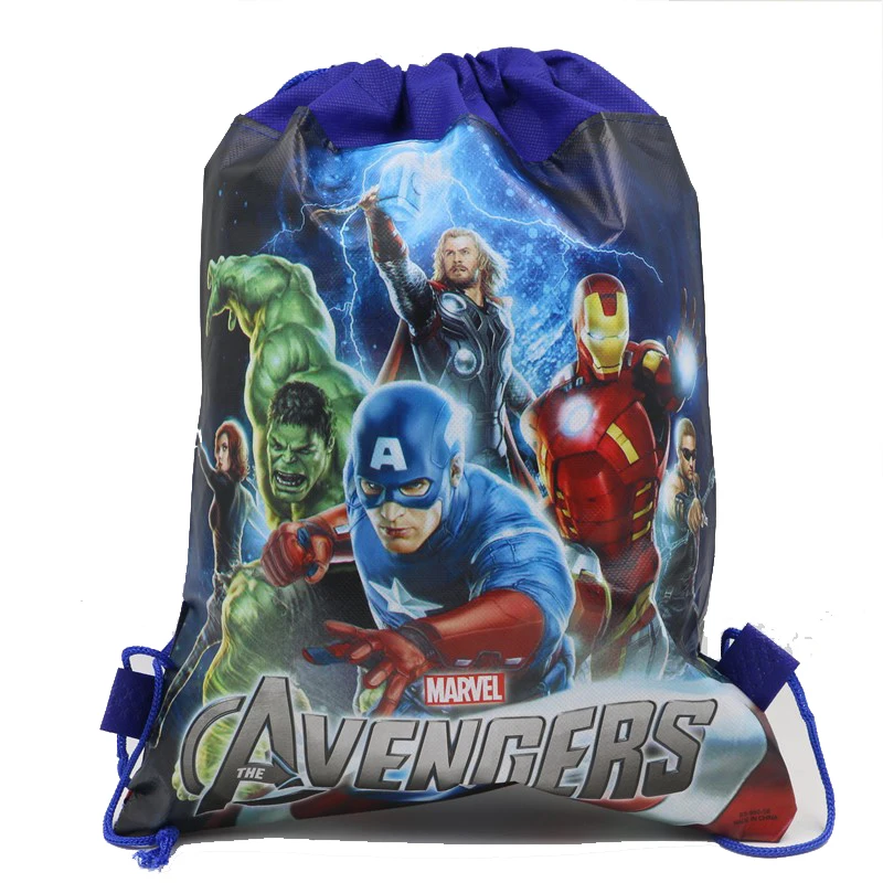 Детские Нетканые рюкзаки ткани шнурок для мальчиков школьная сумка advengers