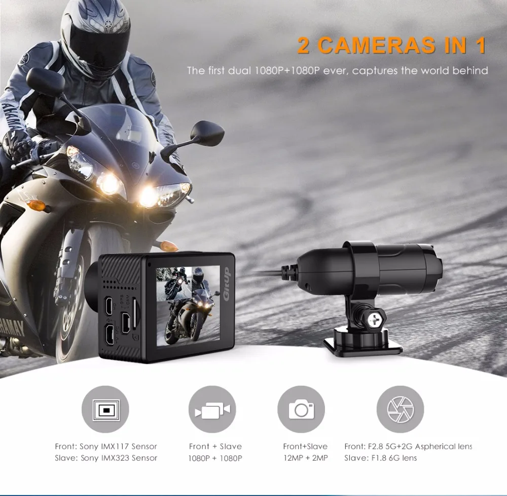 Новинка Gitup G3 Duo 2K 12MP 2160P спортивная экшн-Камера 2," сенсорный ЖК-экран Gyro 170 градусов портативная камера опционально gps Slave
