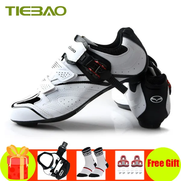Pedals for 1413 W TIEBAO/Обувь для велоспорта; sapatilha ciclismo; коллекция года; мужские и женские белые дышащие кроссовки суперзвезды с самоблокирующимся верхом; обувь для езды на велосипеде - Цвет: Pedals for 1413 W