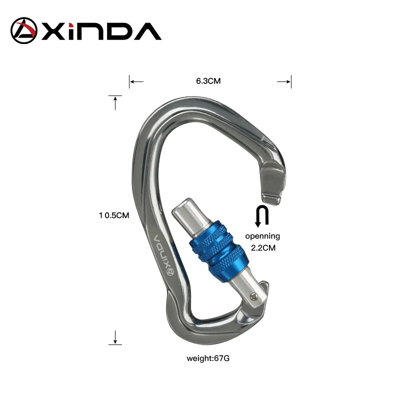 XINDA Профессиональный Скалолазание Карабин 23KN винтовой замок ушной формы безопасности Пряжка наружное защитное оборудование