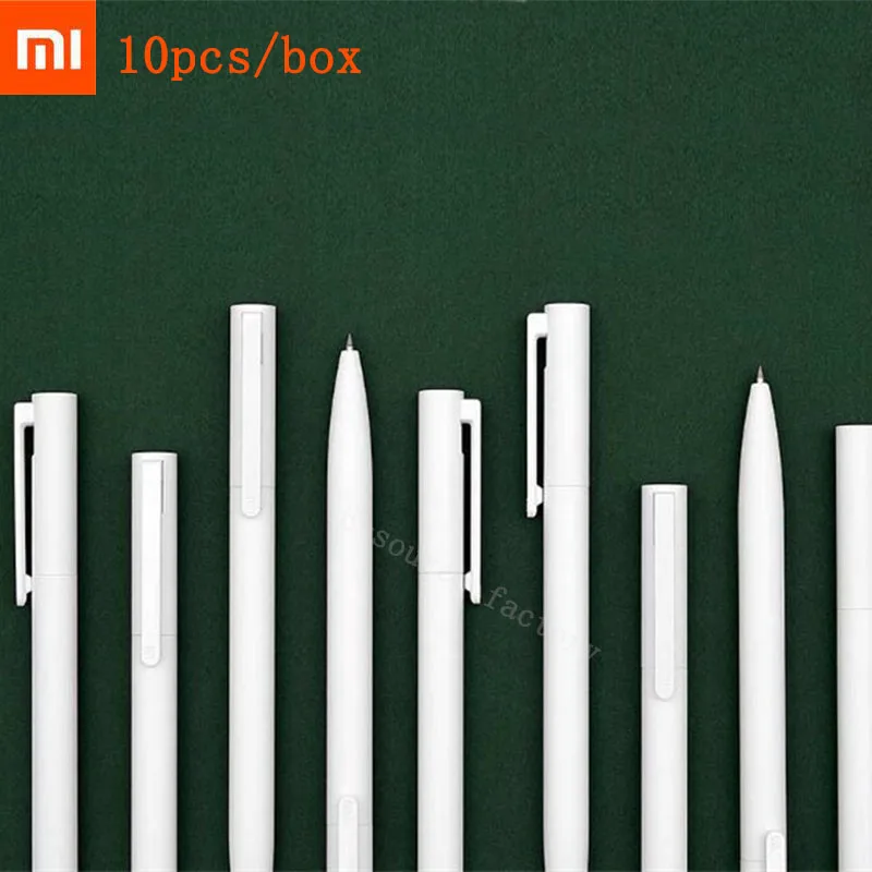 10Pcs/box Xiaomi Mijia Gel Pens No Cap 0.5mm bullet Pen White PREMEC Smooth Switzerland Refill MiKuni Japan Ink Black Rods