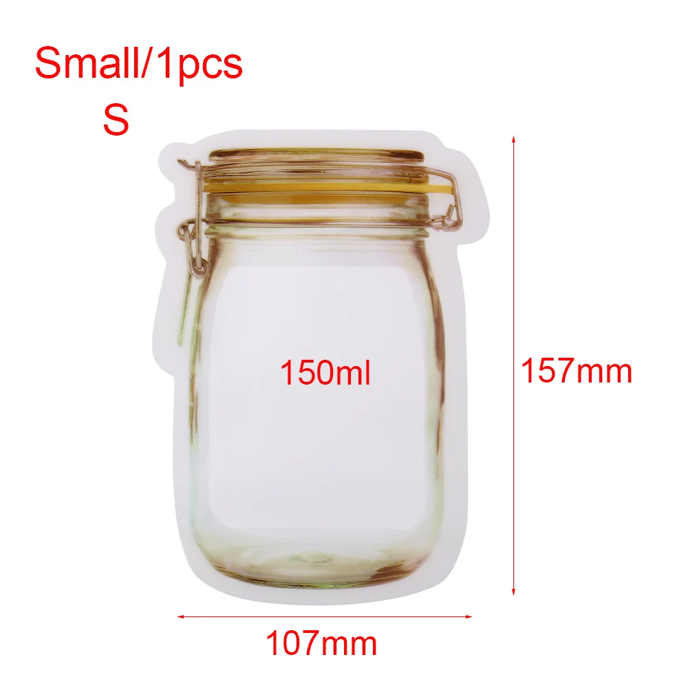 5 шт. Новая мода Mason Jar PE замок мешочки для хранения продуктов на молнии пакеты для еды закуска пластиковые запах доказательство многоразовые