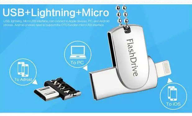 Металлический Спиннинг OTG USB флэш накопитель 64 ГБ 32 16 флеш 2 0 U диск карта памяти