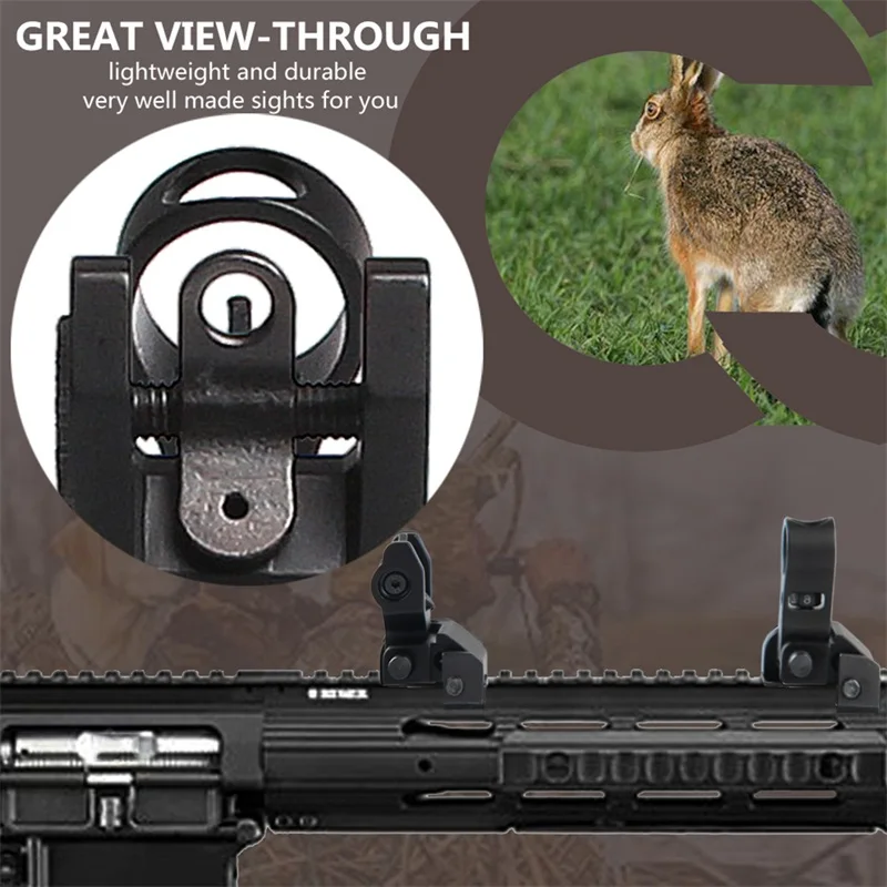 Тактический вид спереди и сзади, складной дизайн, двойные отверстия, полимерные прицелы, подходят для Пикатинни M4 M16 AR15 винтовка