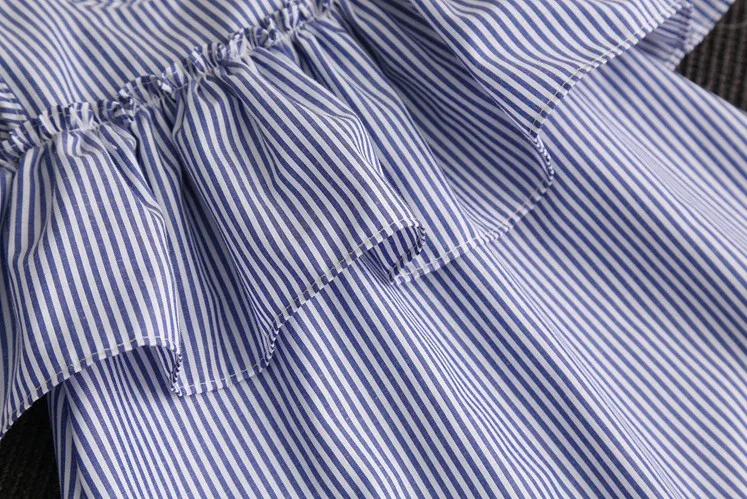 Summer Teen Girls Clothes Blue Stripe Dress for Kids Ruffles Dress+Headband Children New Cotton Wear 1-12Y | Детская одежда и