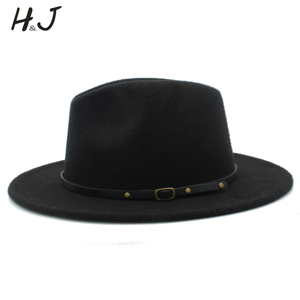 Шляпа Fedora из шерсти для женщин и мужчин с кожаной лентой элегантные женские