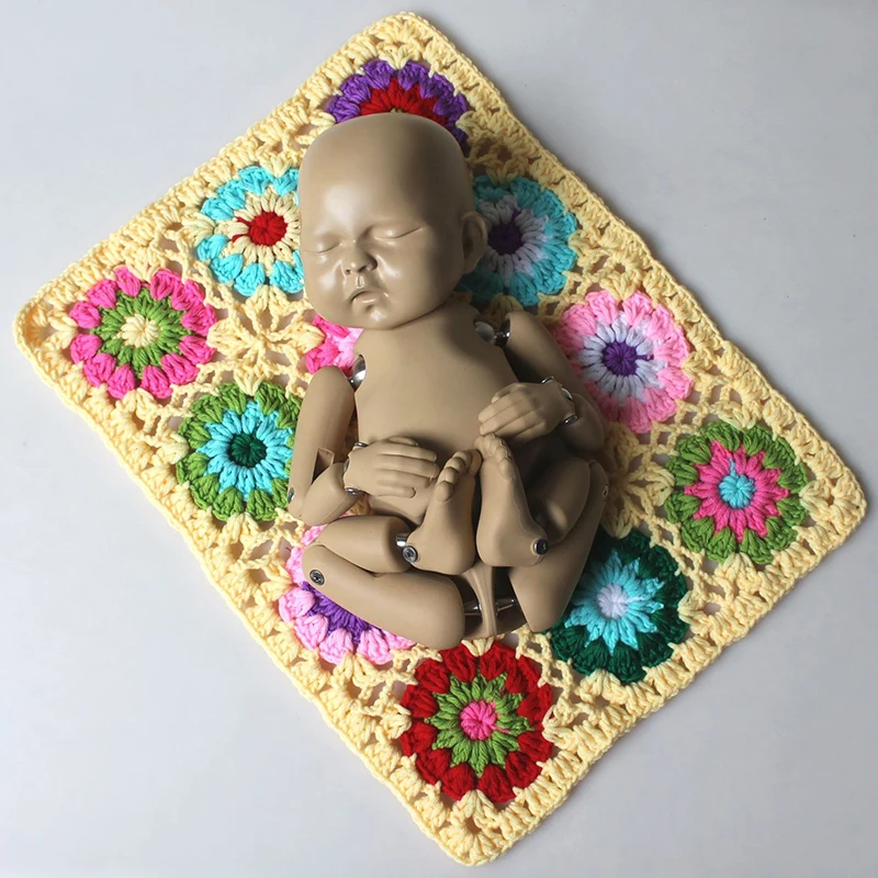 Богемный детский фон для фотосъемки одеяло ручной работы шерстяной вязаный