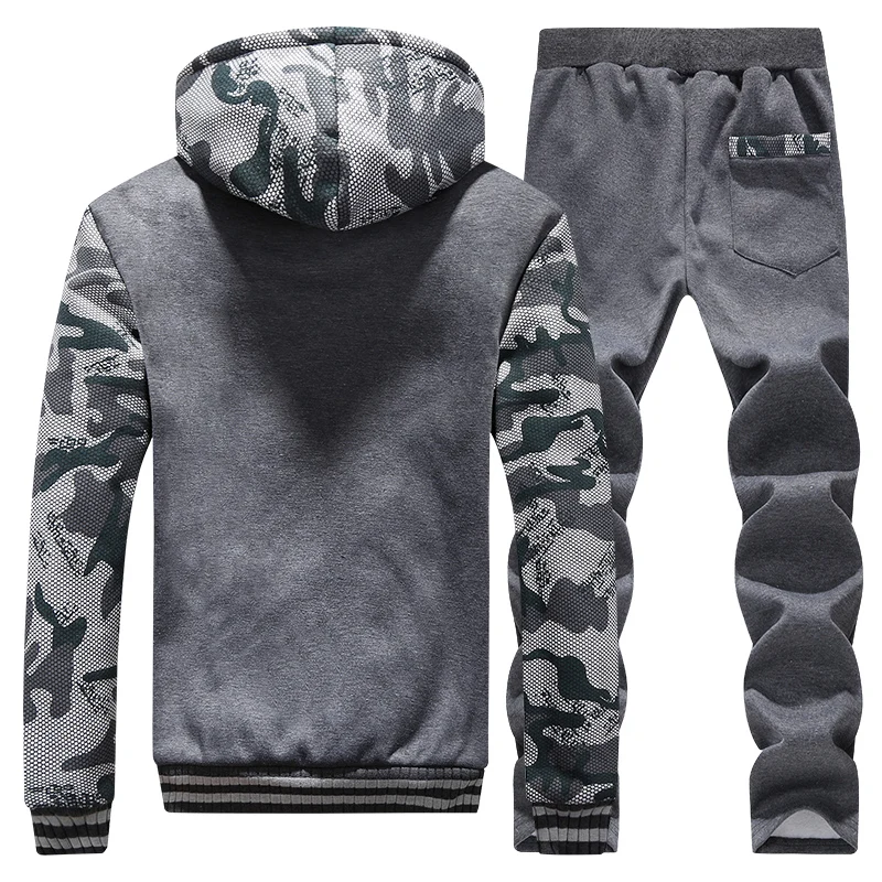 LISIBOOO мужские комплекты зимние теплые флисовые толстовки с капюшоном Брюки