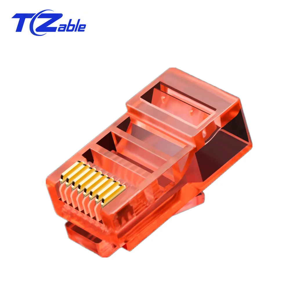 Red RJ45 8P8C разъем Cat5e цветной сетевой кабель кристальная головка Чистый медный с золотым покрытием разъем компьютера Ethernet сетевой адаптер 100 шт - Цвет: Red