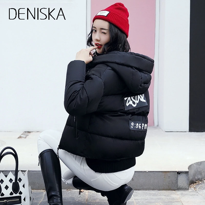 DENISKA 2018 Winter Jacket Women Cotton Short New Padded Slim Hooded Warm Parkas Coat Female Autumn Outerwear | Женская одежда