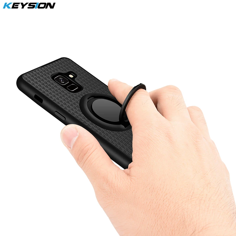 KEYSION чехол для Samsung A8(2018) Автомобильный Магнитный присоска кронштейн кольцо ТПУ