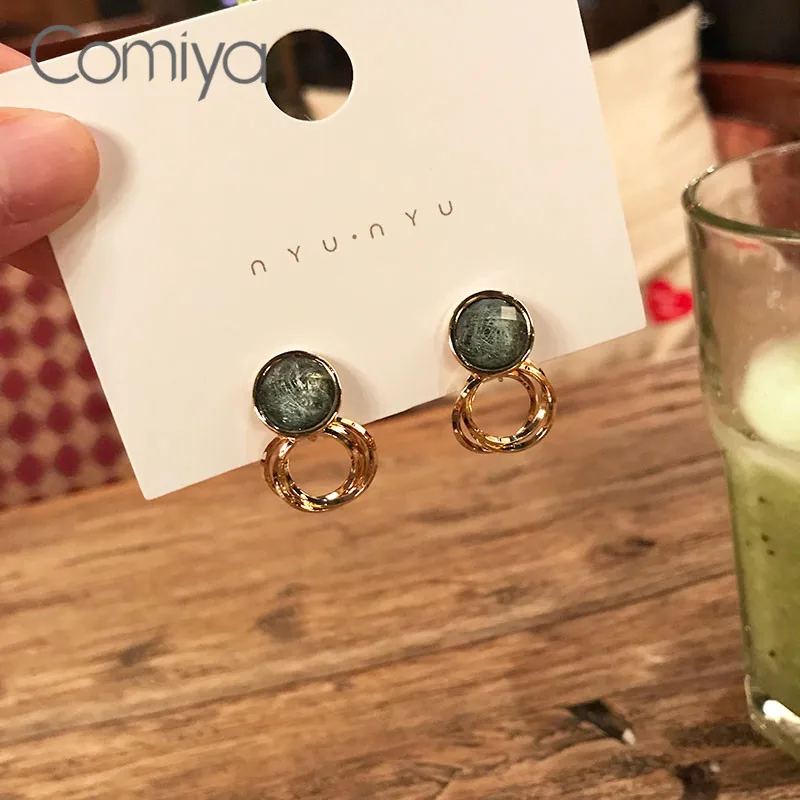 Женские серьги подвески Comiya золотистые из цинкового сплава простые эффектные