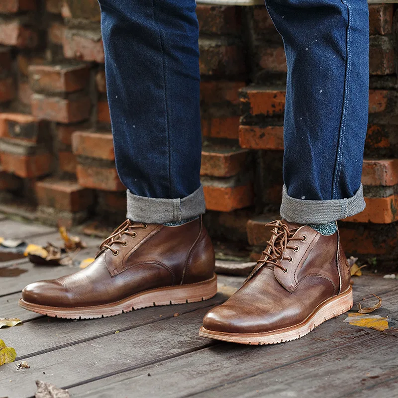 Мужские кожаные ботинки MYCOLEN зимние мотоциклетные до щиколотки повседневная