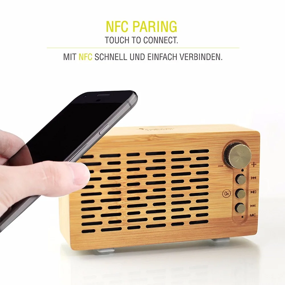 LEICKE Bamboo Bluetooth динамик портативный беспроводной с 3D стерео музыкой объемный fm