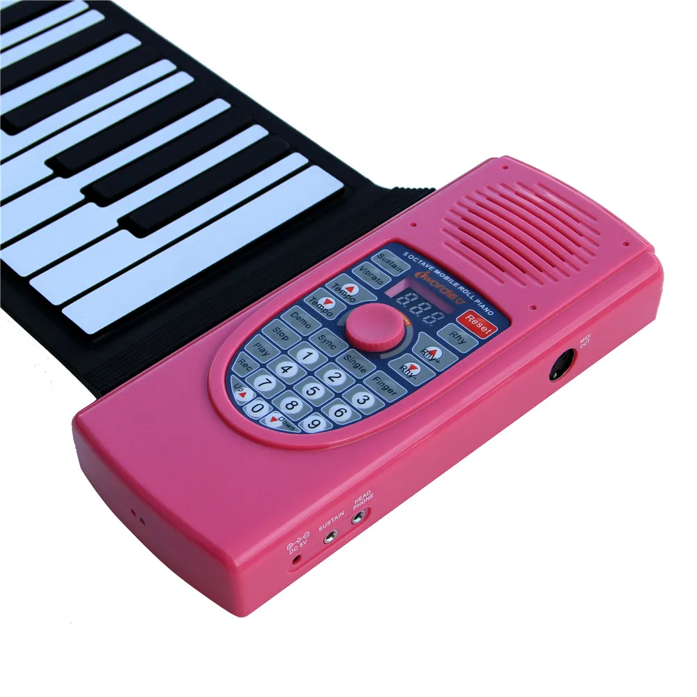 Pink Iword S2090 рулон рулонного пианино гибкий рулон 88 клавиш клавиатура портативное Силиконовое пианино - Цвет: Pink