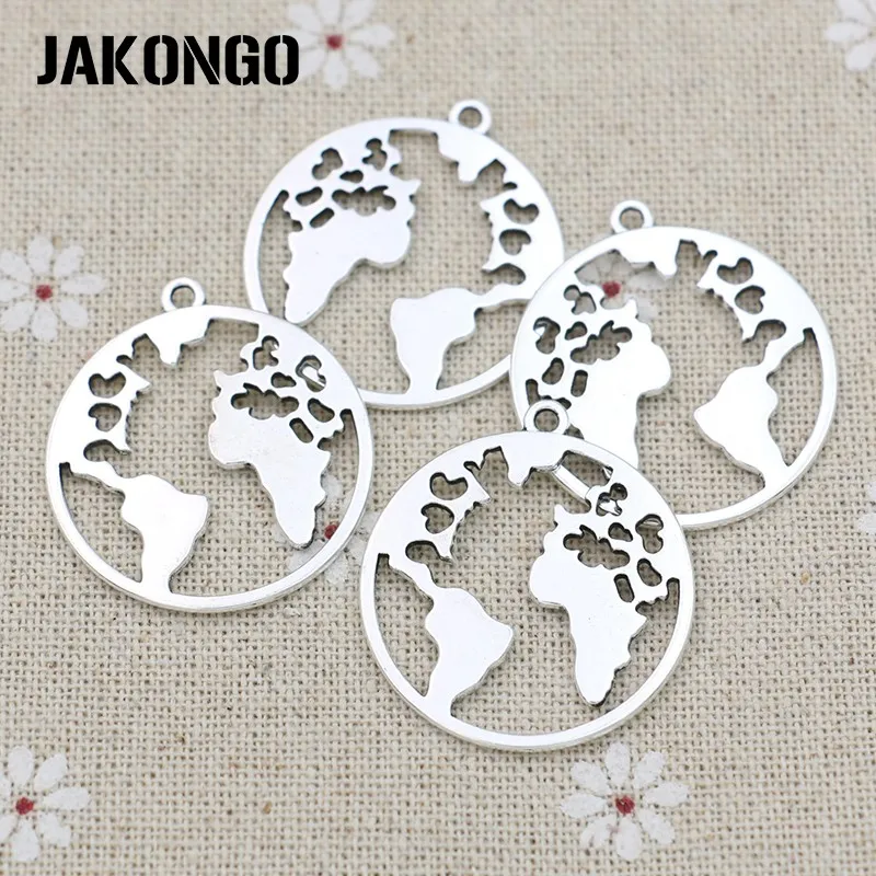 JAKONGO 5 шт. античные посеребренные Подвески с картой мира для изготовления