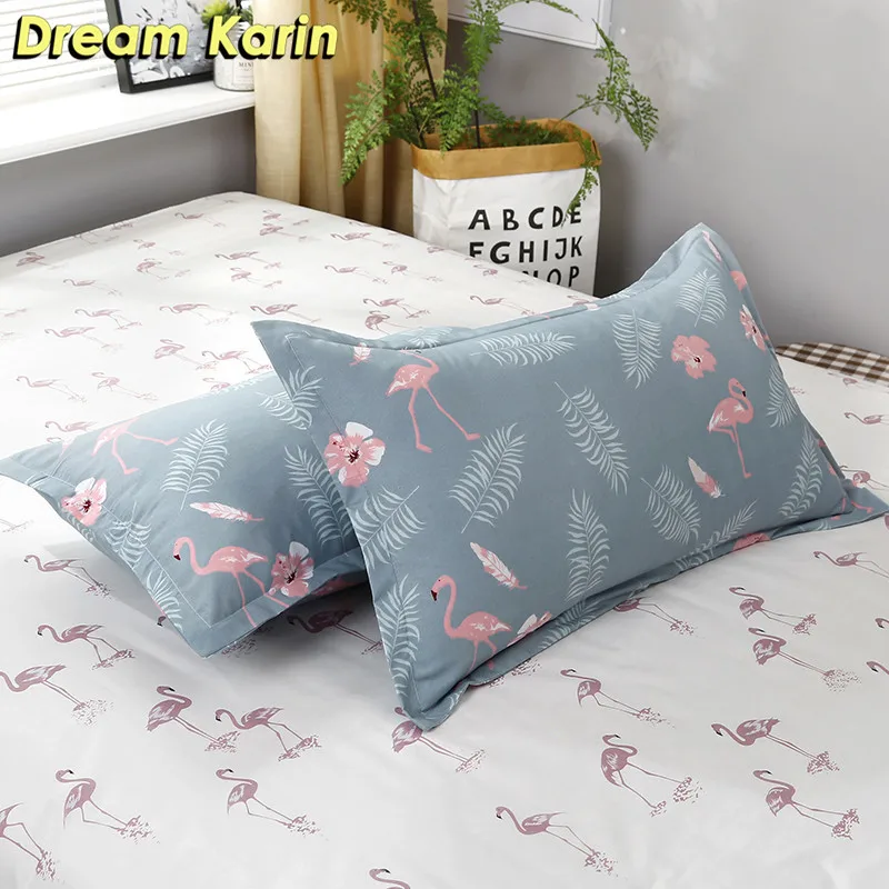 Комплект постельного белья Dream Karin 2/3 шт с рисунком фламинго короткий стиль