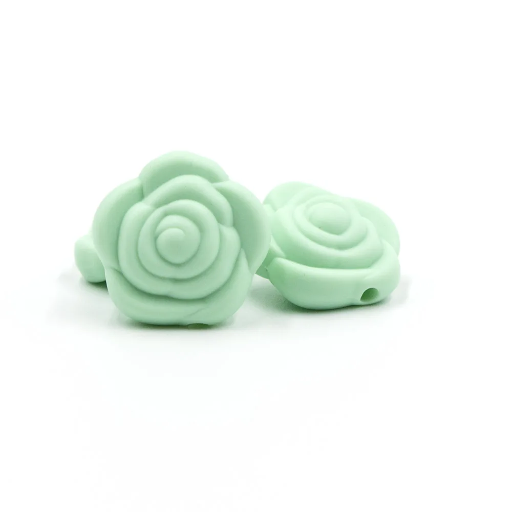 Mint Green 10 шт. розовые силиконовые бусины 20 мм мини цветок ожерелье-прорезыватель бусины BPA бесплатно Perle силиконовые Товары для ухода за ребенком игрушки - Цвет: Mint Green